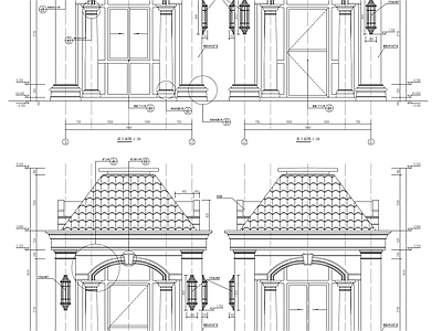 简欧门卫房建筑详图 施工图