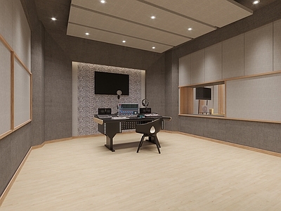 现代录音室 录音设备 录音棚 吸音板 隔音板 控制台 麦克风