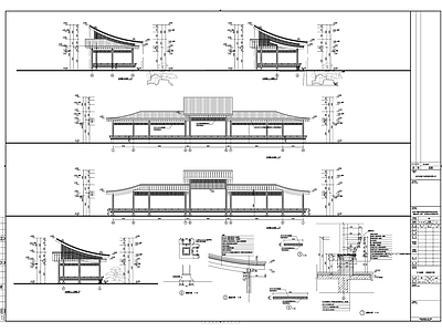 中式休闲廊架  施工图