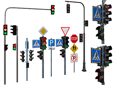交通信号灯 警示牌 路标 交通配件