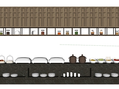 现代自助餐桌 商用餐桌 大理石桌面 自助餐厅 餐台 餐厅 室内 吧台
