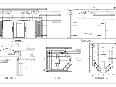 新中式入口门楼 施工图 局部景观