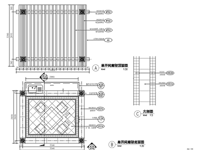 现代防腐木廊架详图 施工图