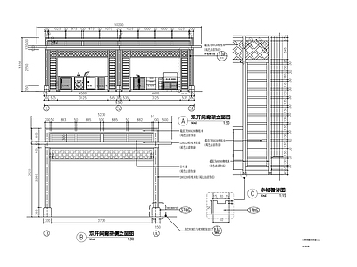 现代防腐木廊架 施工图