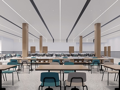 现代食堂 学生食堂 员工食堂 椅 自助餐台