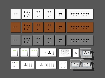 现代装修家居开关插座接线口组合