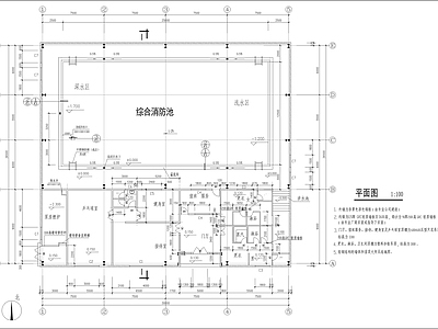 某游泳池综合消防池详图 施工图