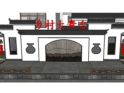 中式乡村大舞台 施工图 景观小品 综合景观小品