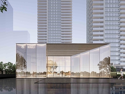 现代精致售楼处建筑 方形