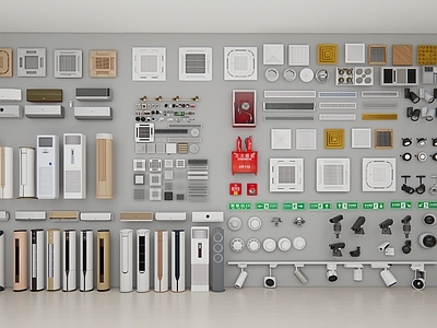 立式空调 挂饰空调 出风口 消防栓 灯具组合 挂式空调