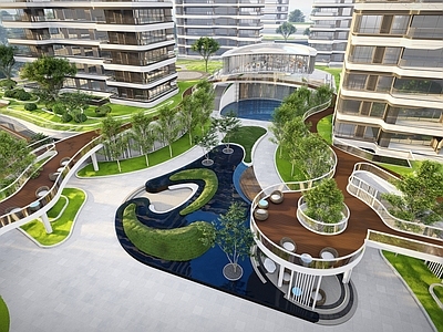 现代小区景观 住宅