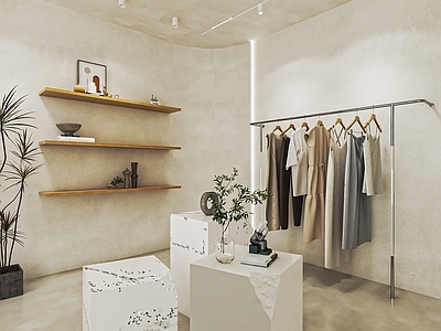现代服装店 服装货架 展台 收银台 异形展柜 试衣镜 中岛展台