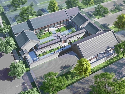 中式传统仿古四合院 院落古建筑