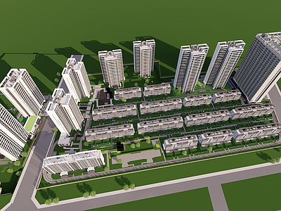 现代风格小区规划 高层住宅 别墅