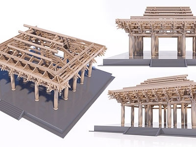 中式古建构件 斗拱 榫卯结构 斗拱组合 建筑结构