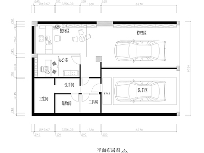 某汽车4S美容店室内装修  施工图