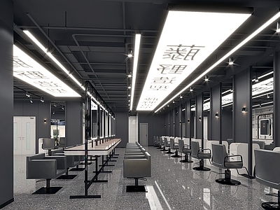 现代美发店 理发店 前台 美发桌椅