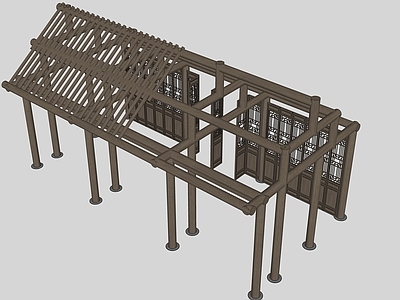 中式古建筑框架 中式木结构框架 古构建 古木作