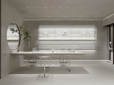 现代高级灰银色珠宝店 珠宝首饰展厅