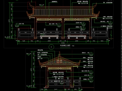 溪边挑台古建连廊  施工图