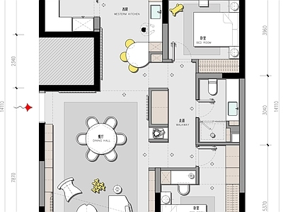 平层家装平面布置图  两室一厅 小户型