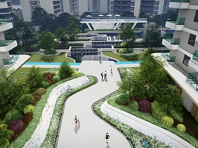 现代小区景观 住宅