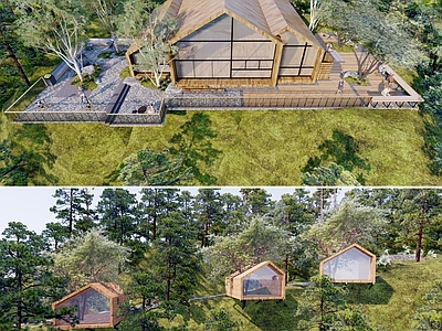 现代山林木屋 树屋 观景平台