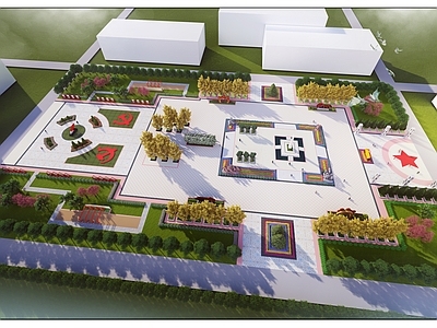 现代市民广场 党建广场 红色文化广场