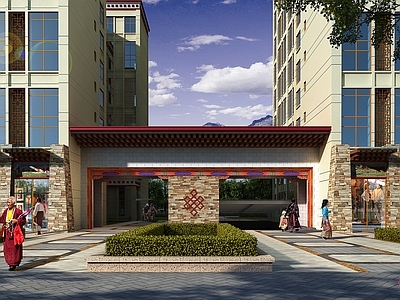 中式入口大门 多层住宅大 小区入口