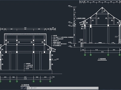 仿古清代戏台建筑 施工图 古建