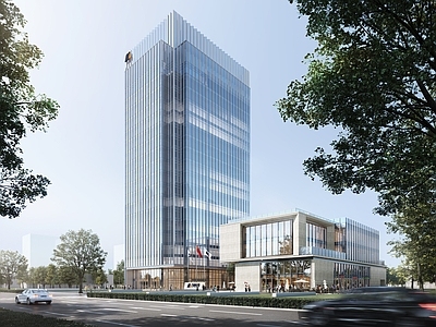 超高层商务办公楼建筑效果图 施工图