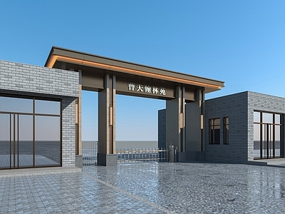 新中式入口大门 小区入口