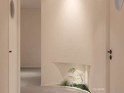 现代美容spa店走廊 景观造景