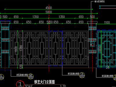 铁艺门详图 施工图 通用节点 门节点
