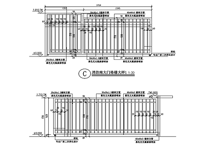 住宅小区热镀锌矩管格栅门 施工图 通用节点