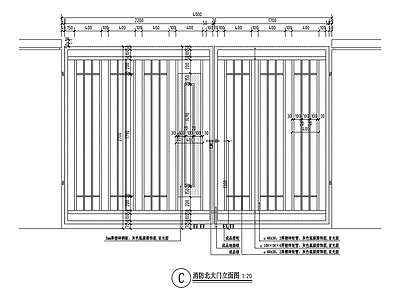格栅铁艺门详图 施工图 通用节点 门节点