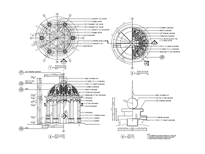 欧式景观铁艺顶圆亭 施工图