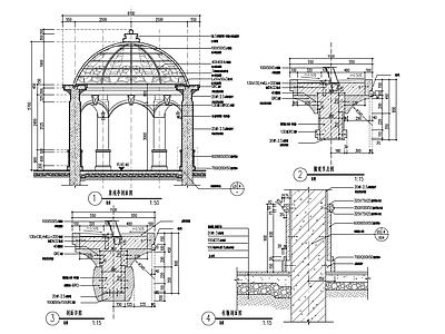 欧式景观圆亭 施工图