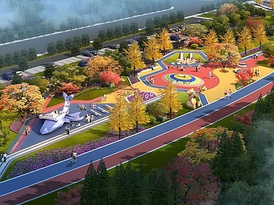 大型绿地公园儿童游乐园 效果图 施工图