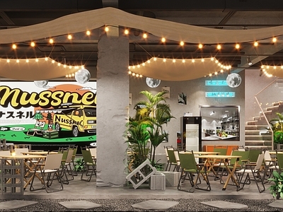 工业露营风烧烤店