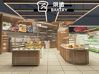 现代烘培店 甜品店 面包店 蛋糕店 货架 冰柜 面包柜 展示柜 收银台