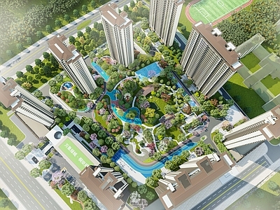 现代小区景观 住宅景观