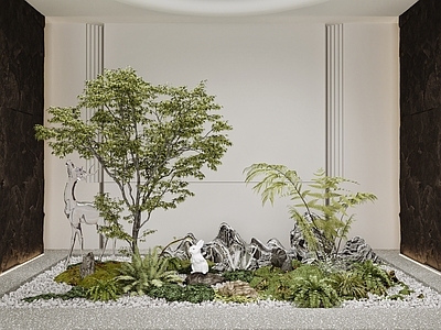 现代景观造景 室内 造景 小品 大堂 植物造景 鹅软石