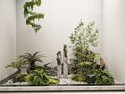 现代景观 室内 小品 植物 鹅软石