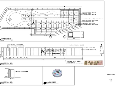 新中式入口铭牌水景景墙 施工图