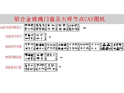 铝合金推拉门平开门玻璃门窗大样节点 施工图 门节点