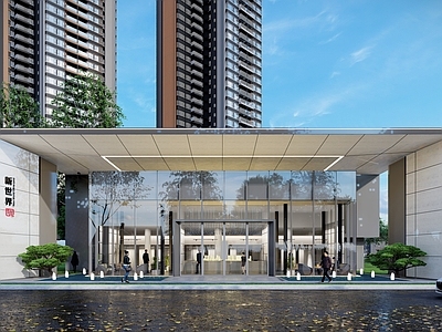 现代售楼处建筑  方形