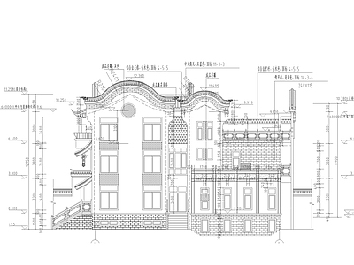 仿古双拼别墅建筑 施工图
