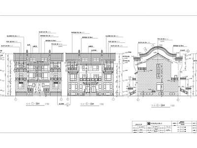 仿古双拼别墅建筑 施工图