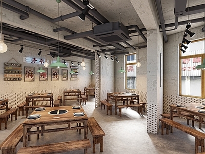 工业风复古重庆火锅店 二楼